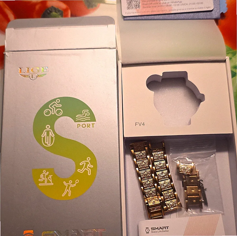 LIGE Smartwatch 24mm Roségold/Beige Silikonarmband kompatibel mit Android