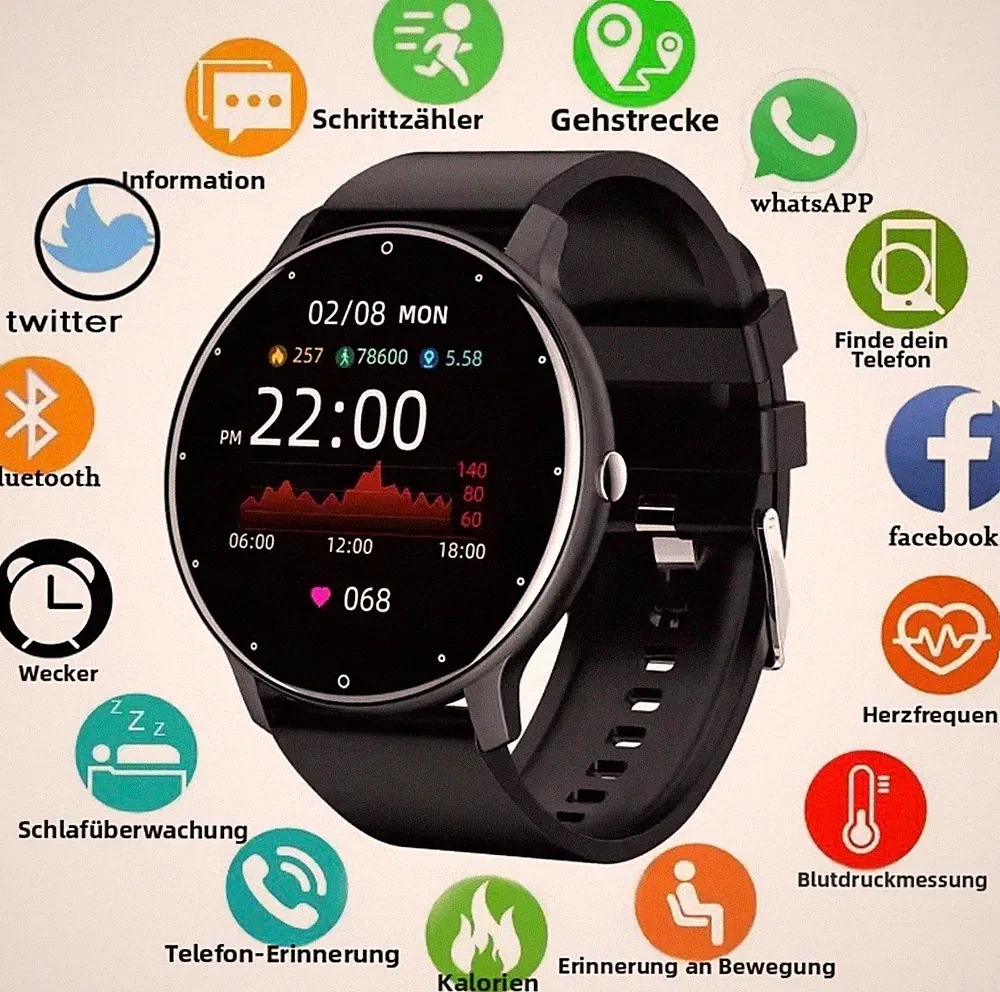 LIGE Smartwatch Bluetooth Anruf Touchscreen IP68 Fitness Tracker Android iOS