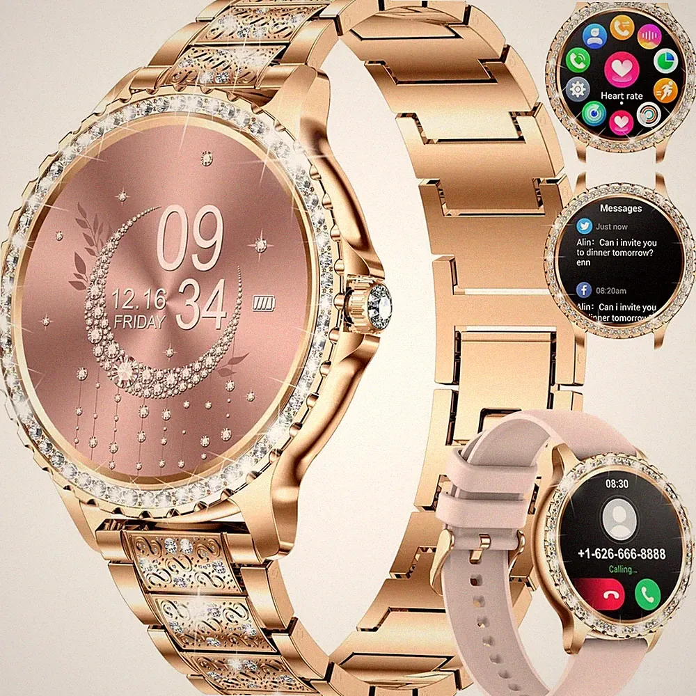 LIGE Smartwatch Damen 1.32 Bluetooth Anrufe 100 Sportmodi Herzfrequenz Schlaf