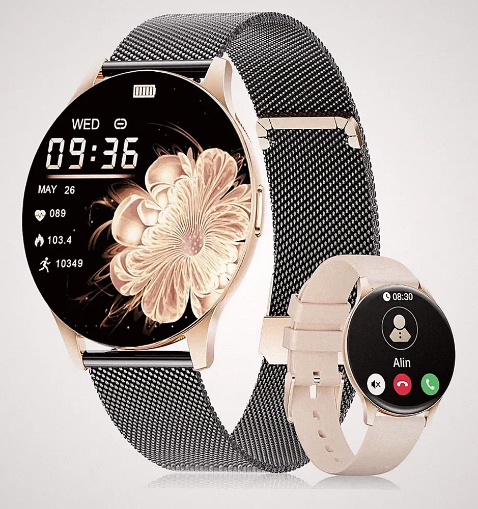 LIGE Smartwatch Damen(2 Armbändern),1.43" HD AMOLED Display Smartwatch