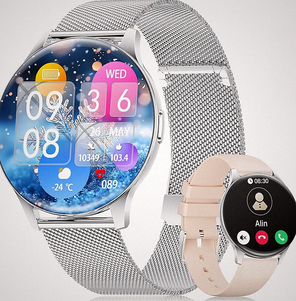 LIGE Smartwatch Damen(2 Armbändern),1.43" HD AMOLED Display Smartwatch Mit Telef