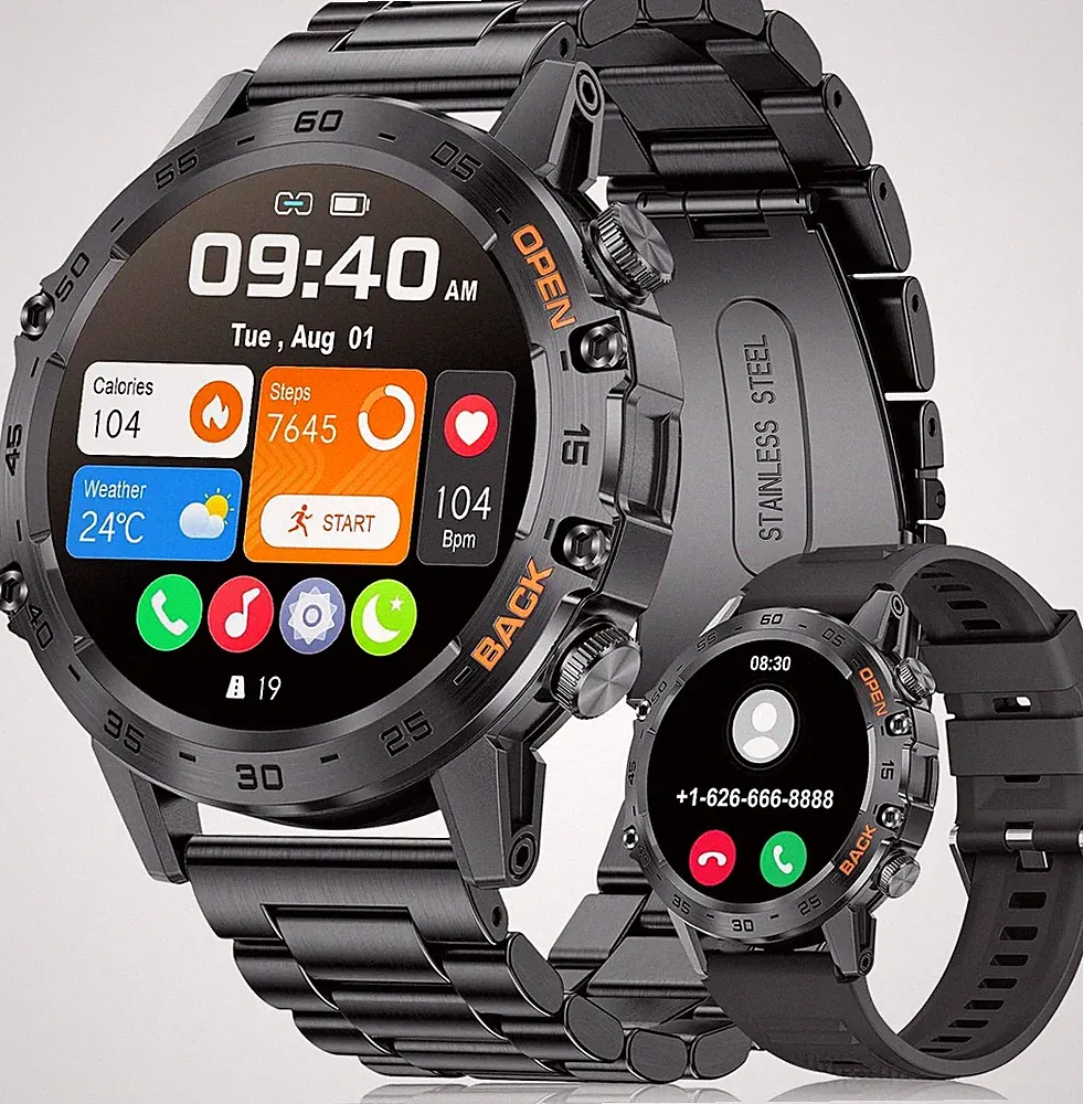 LIGE Smartwatch Herren 1,39 Zoll mit Bluetooth-Anrufen, Schwarz, 111 Sportmodi