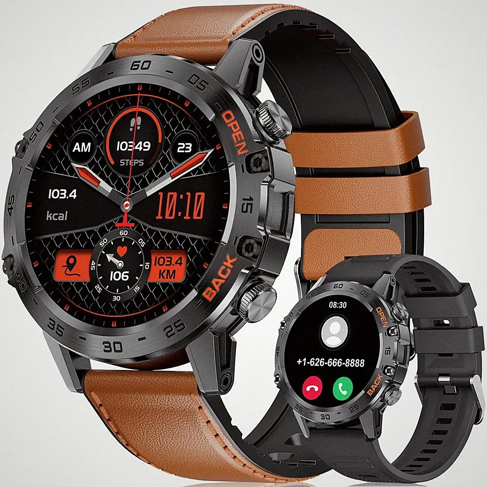 LIGE Smartwatch Herren mit Telefonfunktion 1,39 Zoll Militär Smart Watch mit 24H