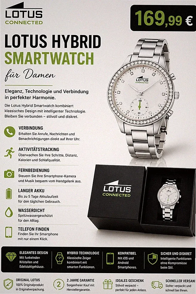 Lotus Hybrid Smartwatch für Damen 18924/1 aus Edelstahl