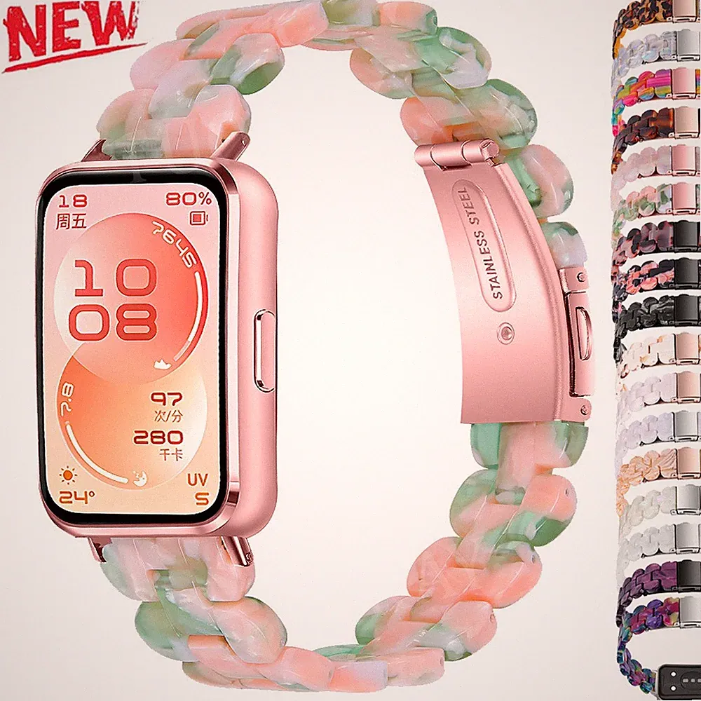 Luxus Harz Resin Armband Für Huawei Band 8 9 10 11 11Pro Smartwatch Uhrenarmband
