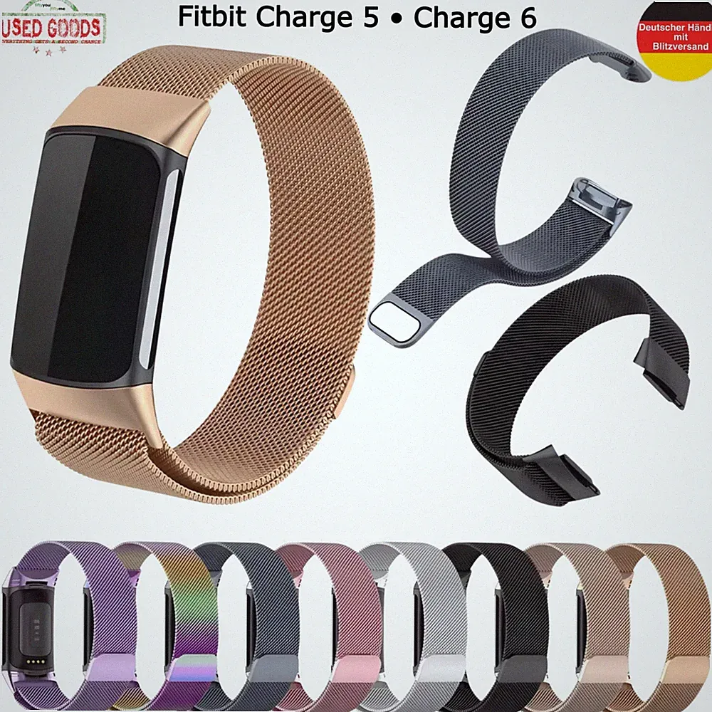 Magnet Armband Milanaise für Fitbit Charge 5/6 Edelstahl Ersatzband Smart Watch