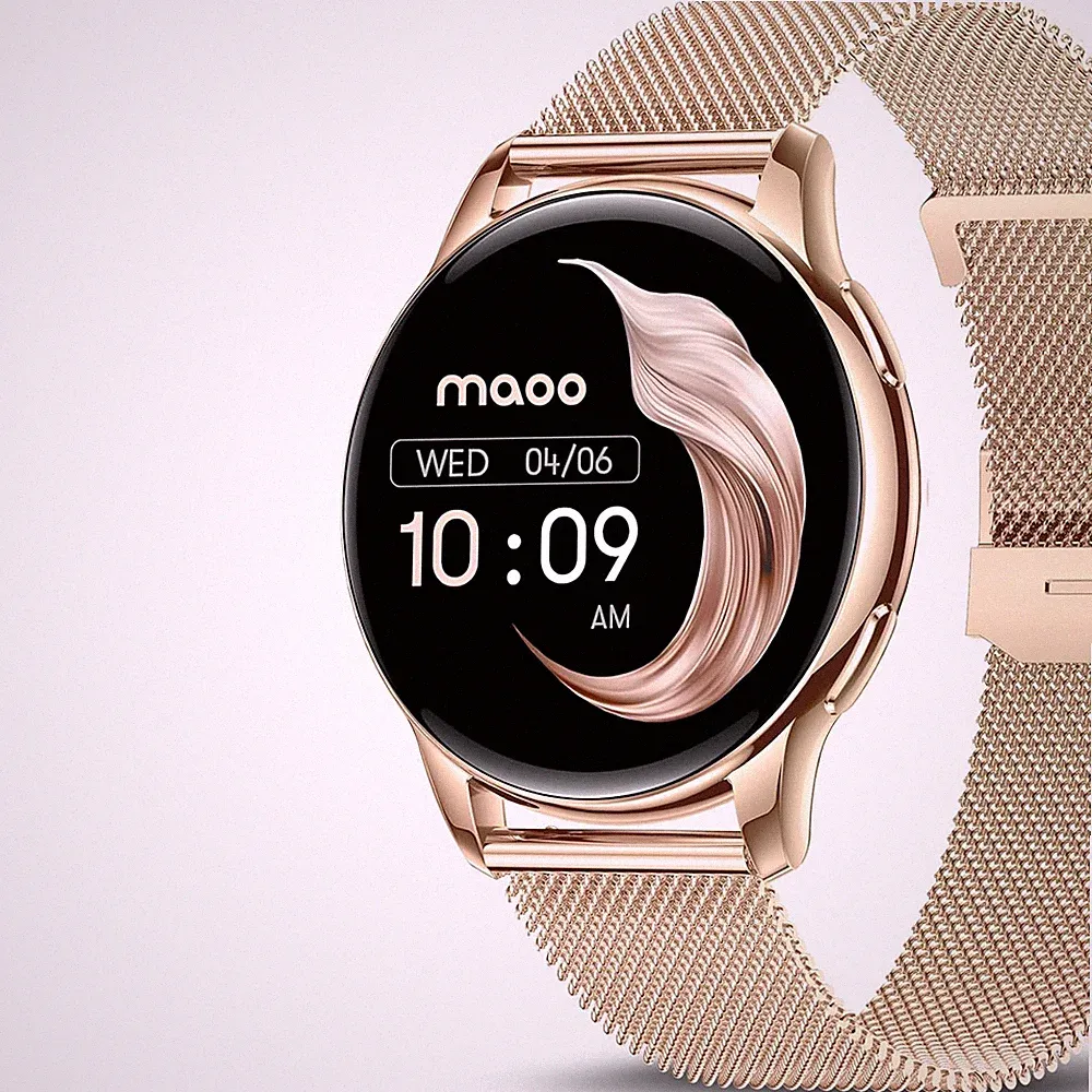 maoo Ventura Damen Smartwatch Anrufe Herzfrequenz SpO2 100+ Modi