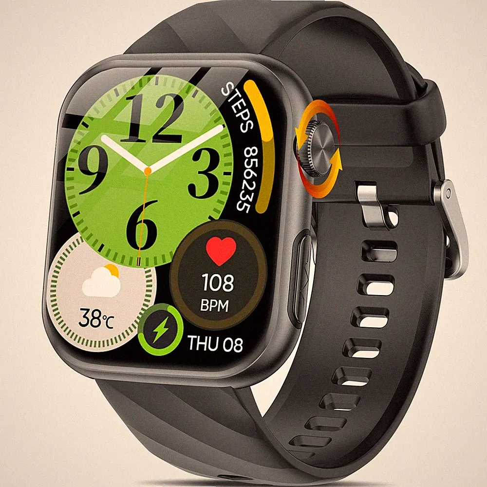 Marsyu 2025 Smartwatch 1,97" AMOLED EKG, HRV, BMI, Blutdruck & Anruffunktion