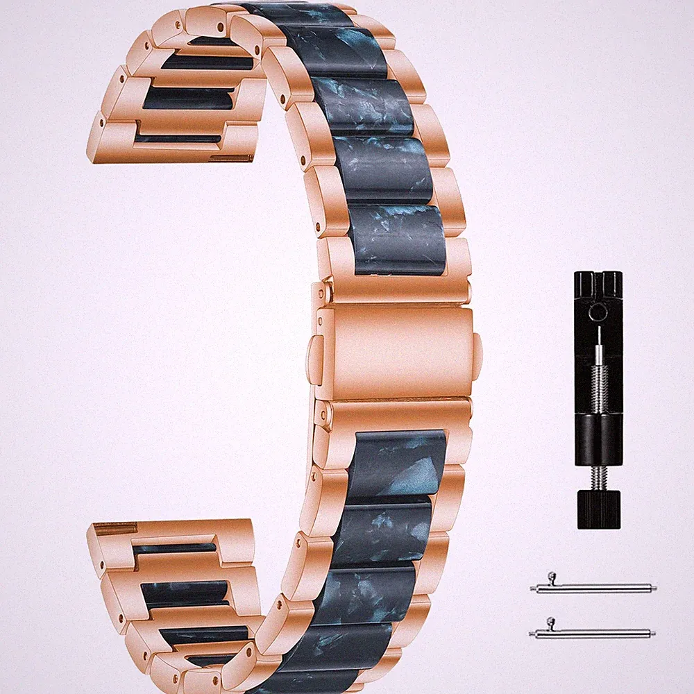 Metall Armband Kompatibel mit 20 mm 22 mm, Leicht Kunstharz und Metall Uhrena...
