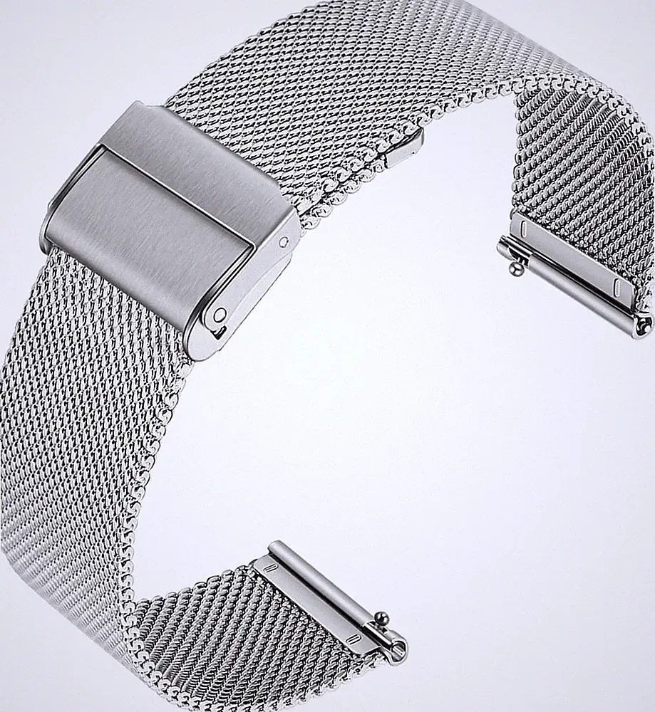 Metall Uhrenarmband 18mm Silber Mesh Magnetverschluss Smartwatch Armband