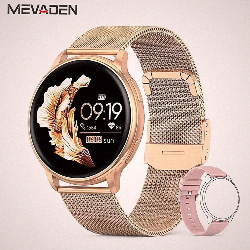 Mevaden Y22 Smartwatch Bluetooth Anruf Damen Herren Sport Fitness Tracker Puls