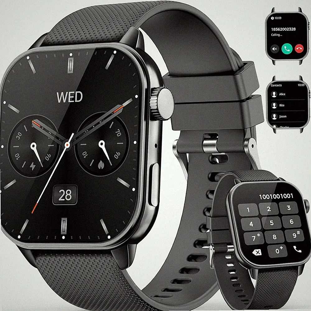 MFVLP Smartwatch Herren Damen, 1,85" HD AMOLED Smart Watch, Schwarz