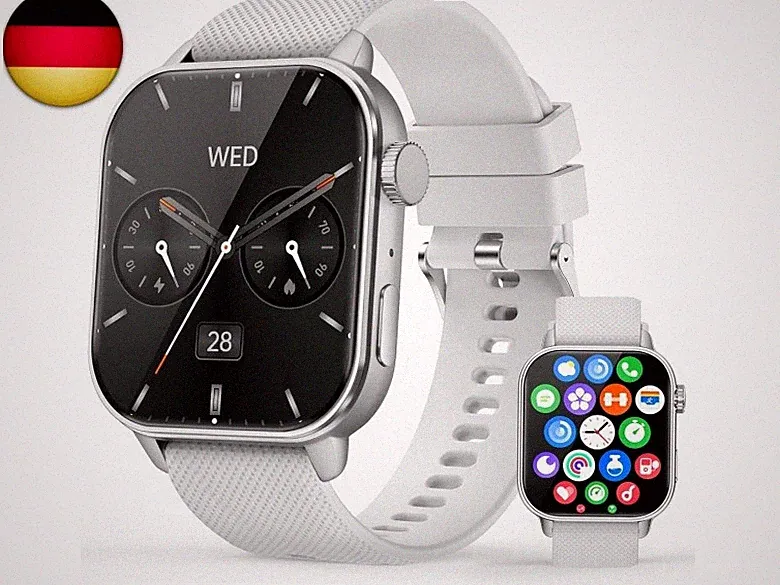 MFVLP Smartwatch Herren Damen, 1,85" HD AMOLED Touch Fitnessuhr mit