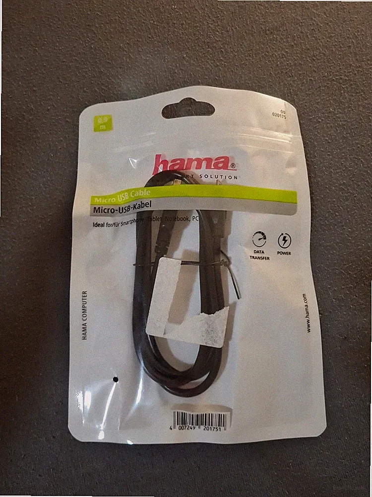 Mikro USB Kabel 0,9m Smartphone Handy Tablet Smartwatch Laptop Hama®