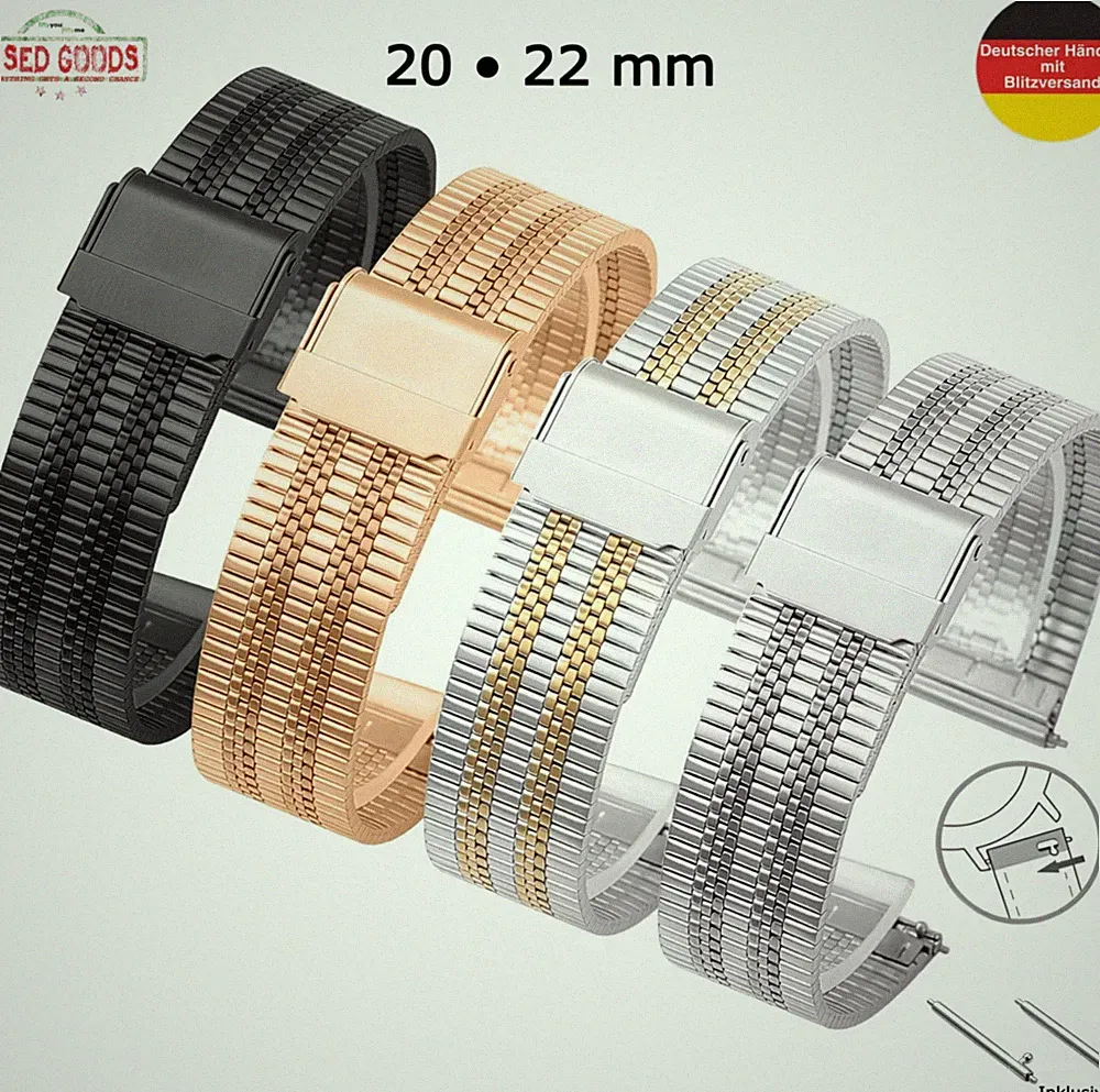 Milanaise Uhrenarmband Quick Release 20 22mm Edelstahl Mesh Universal Smartwatch