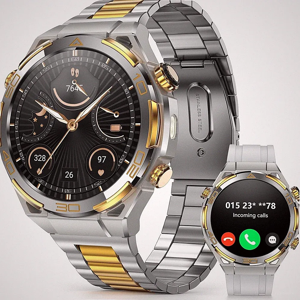 Militär GPS Smartwatch Herren 900mAh Akku Business Armbanduhr mit 2 Armbändern