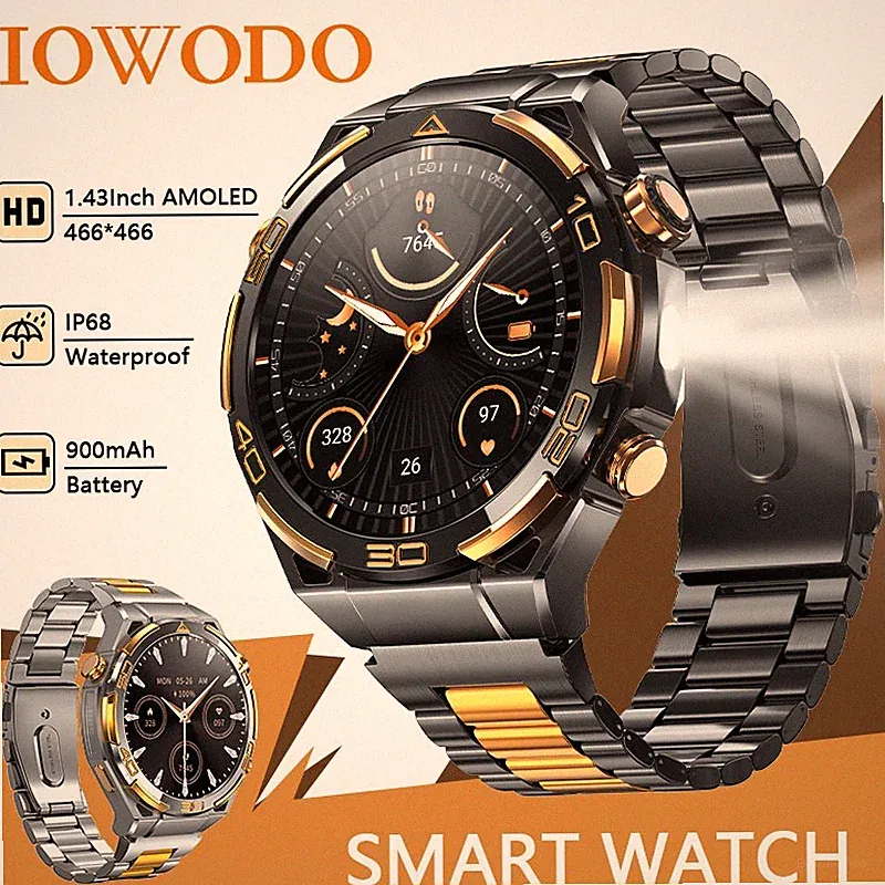 Militär IOWODO Fitnessuhr Mit Bluetooth-anruf 900mah Akku Wasserdicht Smartwatch