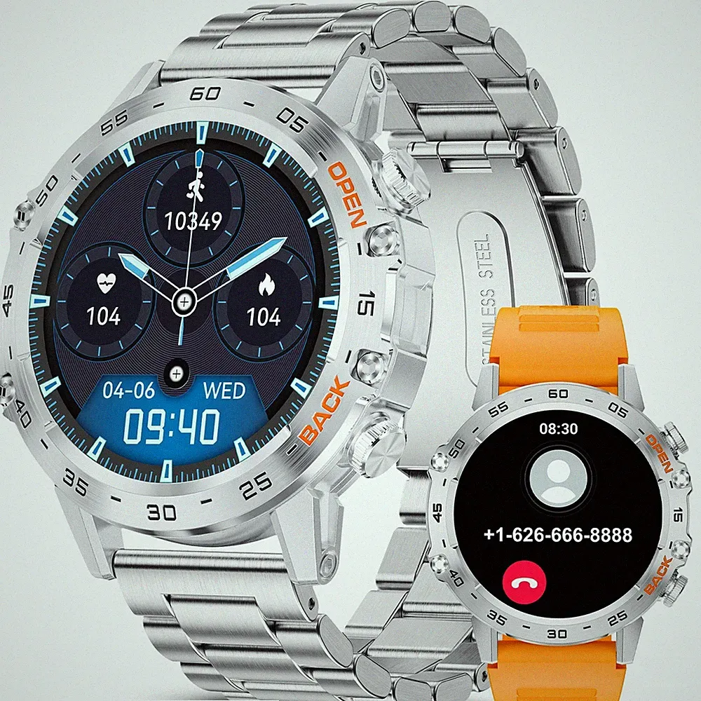 Militär Smartwatch für Herren Anruf Herzfrequenz Pulsuhr Fitnessuhr Wasserdicht