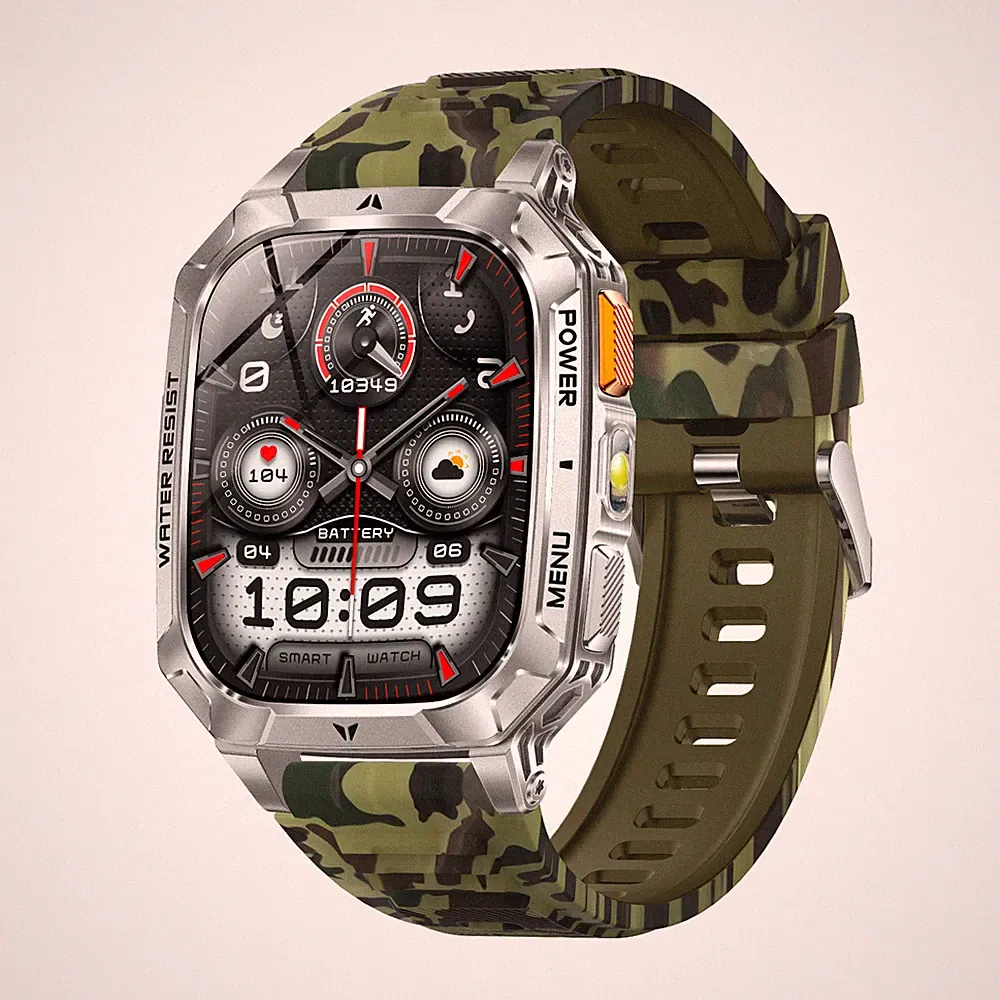 Militär Smartwatch Herren Anruf Herzfrequenz Pulsuhr Fitnessuhr Schrittzähler