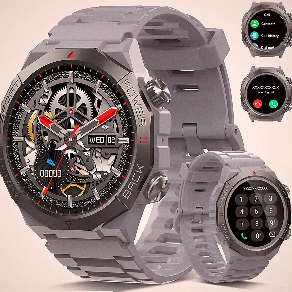 Militär Smartwatch Herren Damen, 1.39''HD Display Fitnessuhr für Outdoor, Her...