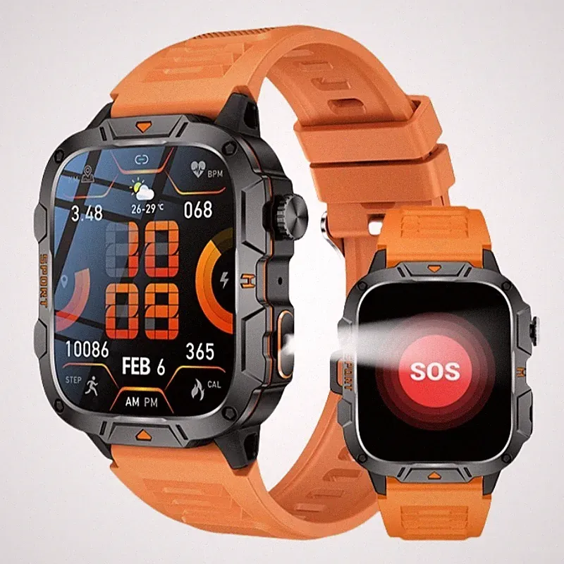 Militär Smartwatch Herren Damen mit Bluetooth-Anrufe 3ATM Wasserdicht Fitnessuhr