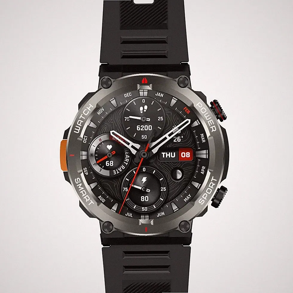 Militär Smartwatch Herren mit Bluetooth-Anruf, 5ATM Outdoor Sportuhr für Android