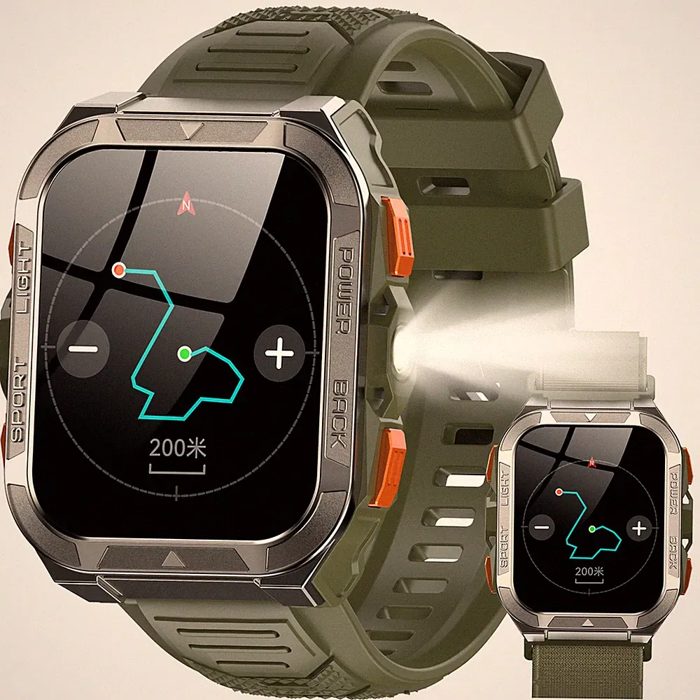 Militär Smartwatch Herren mit GPS mit Telefonfunktion Fitnessuhr für Android iOS