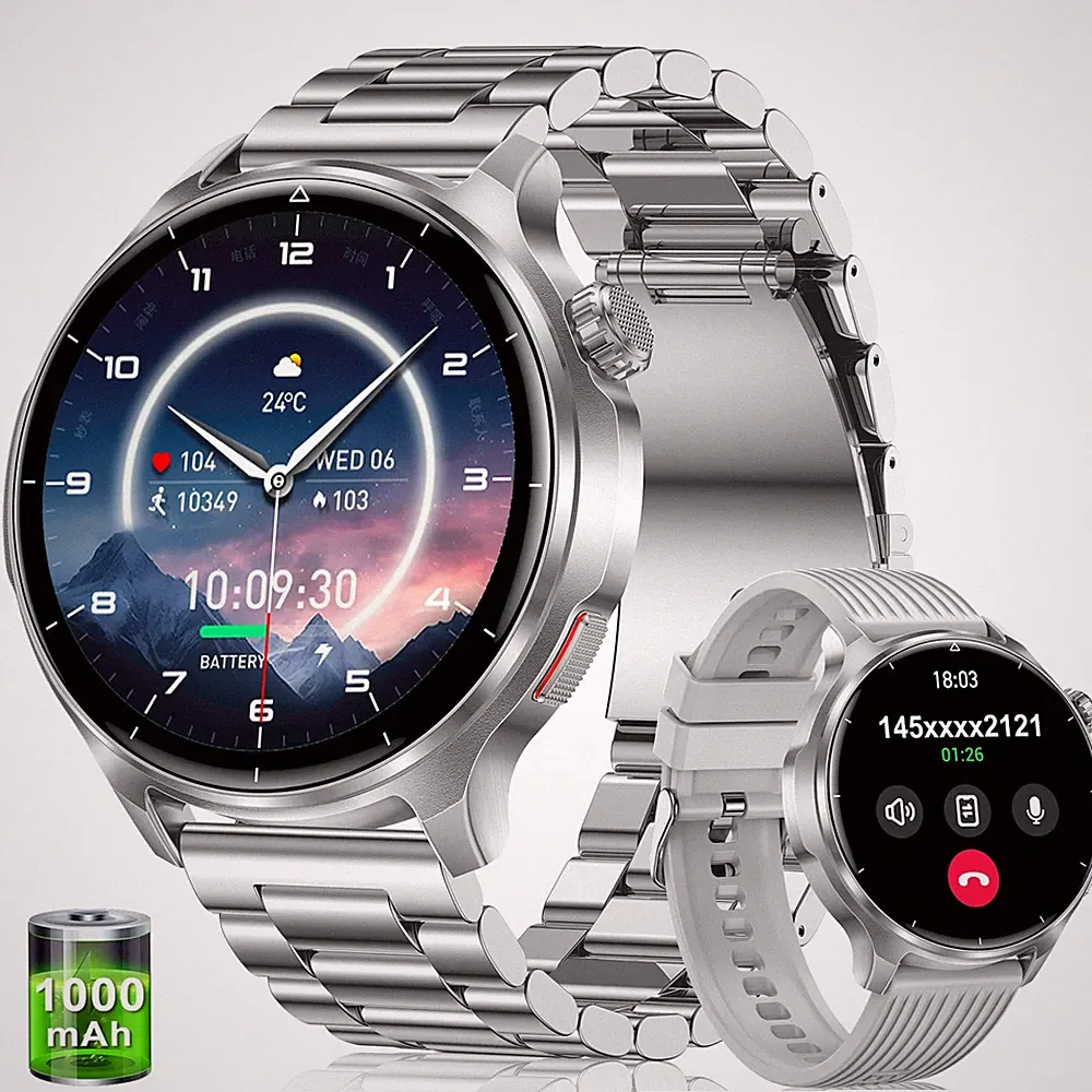 Militär Smartwatch Herren mit Telefonfunktion, 1.52" HD 1000mmAh
