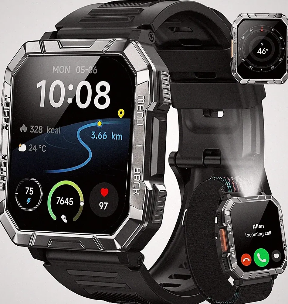 Militär Smartwatch Herren mit Telefonfunktion Blutdruckmesung für android iPhone
