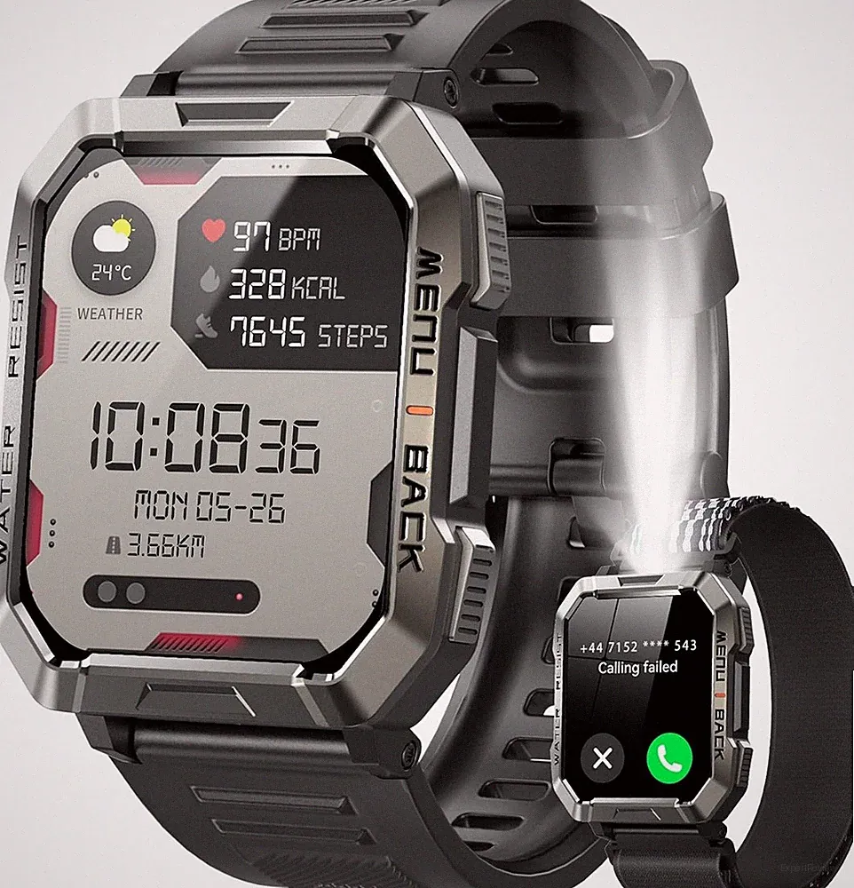 Militär Smartwatch Herren mit Telefonfunktion Blutdruckmesung für android iPhone