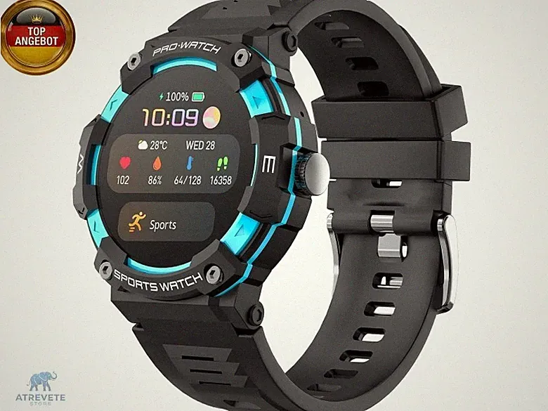 Militärische Smartwatch Herren, Fitness Tracker mit Telefonfunktion Blutdruck
