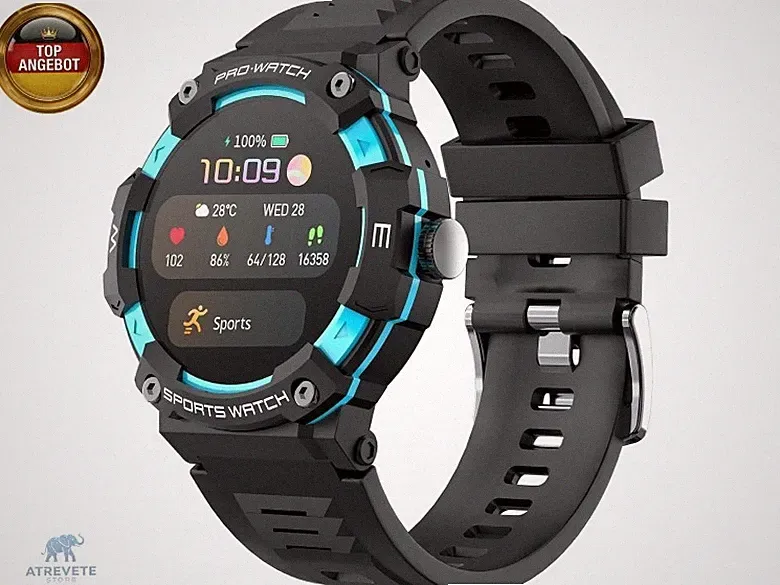 Militärische Smartwatch Herren, Fitness Tracker mit Telefonfunktion Blutdruck