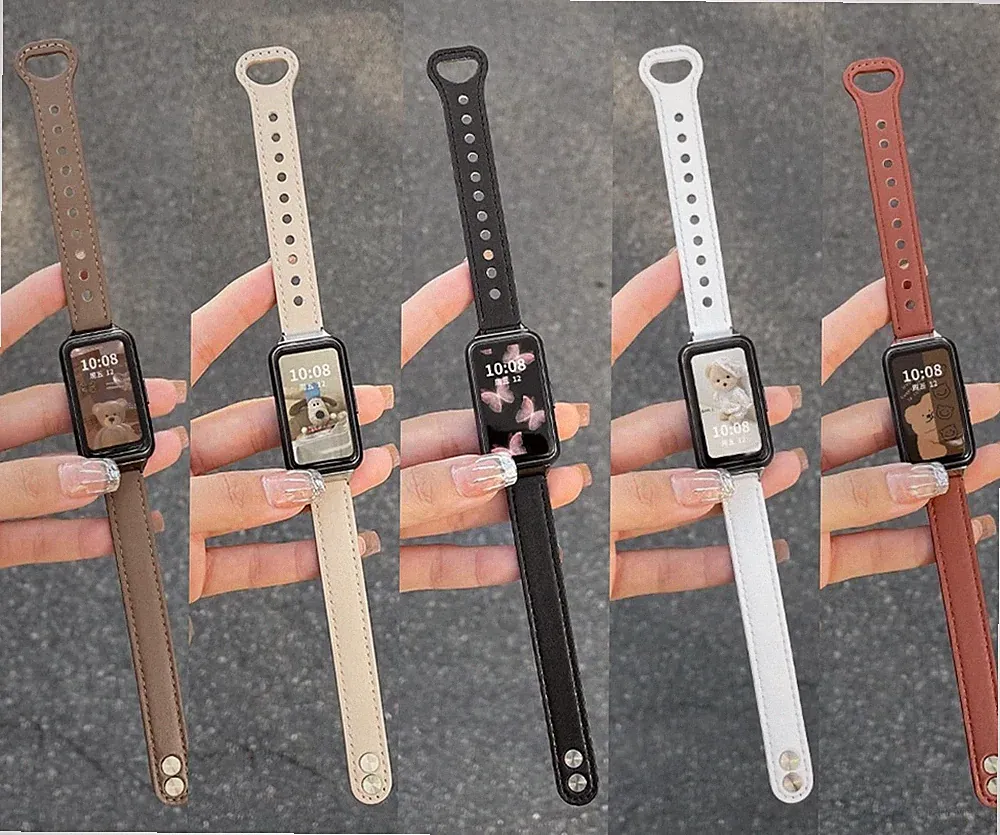 Mode Schlankes Dünnes Lederarmband Für Huawei Band 9/8/7/6 Smart Watch DE