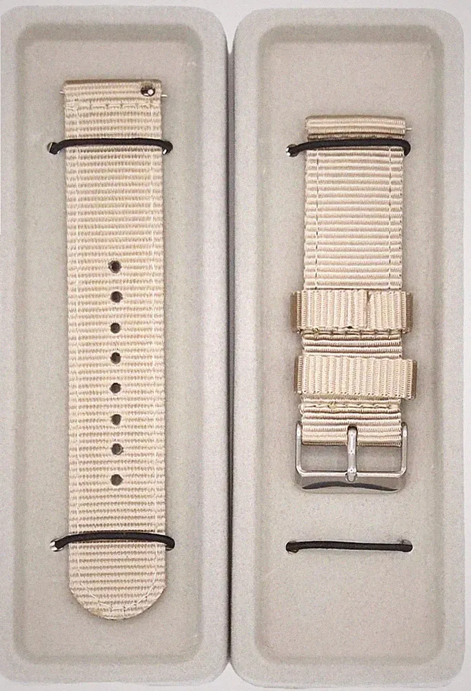 NATO Uhrenarmband 22 mm Beige Nylon Textil Stoff Sport Uhrenband Ersatz Armband