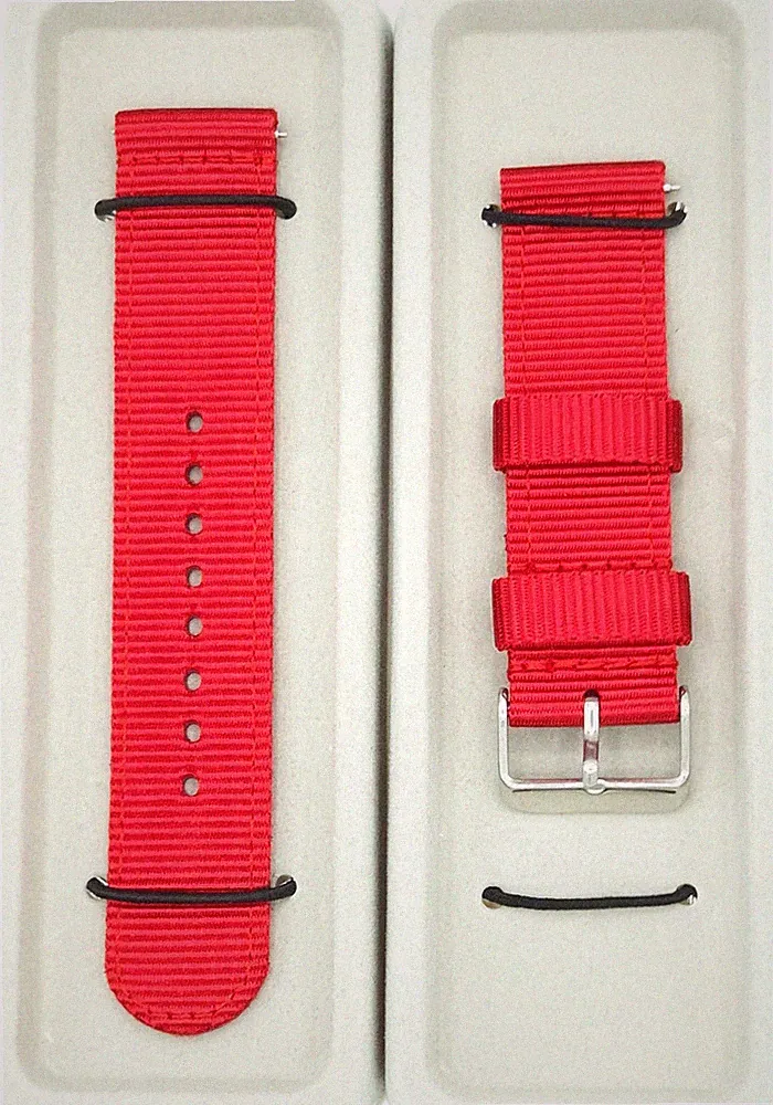 NATO Uhrenarmband 22 mm Rot Nylon Textil Stoff Sport Uhrenband Ersatz Armband