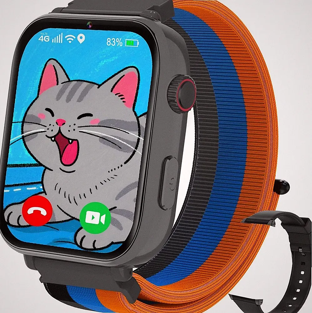 NEU 4G Kinder Smartwatch – GPS, SOS, Videoanruf, Schwarz
