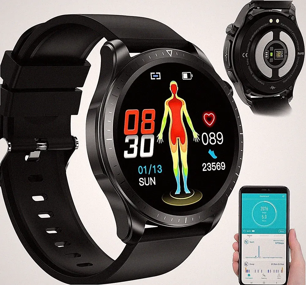 NEU Fitness Smartwatch für Sport Herzfrequenz Blutdruck Sättigung Schrittzähler