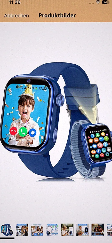 NEU Kinder Smartwatch mit SIM – IP68, Schrittzähler, Blau