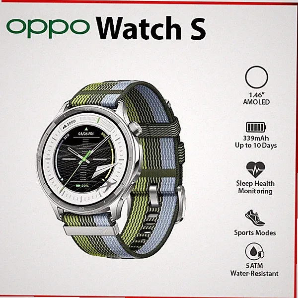 (New) OPPO Watch S SILVER 4GB EMMC AMOLED Bluetooth 5ATM Android iOS Smartwatch