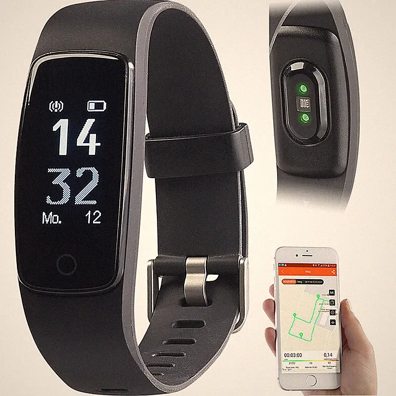 newgen medicals GPS-Fitness-Armband mit XL-Touch-Display, 14 Sportarten, IP68