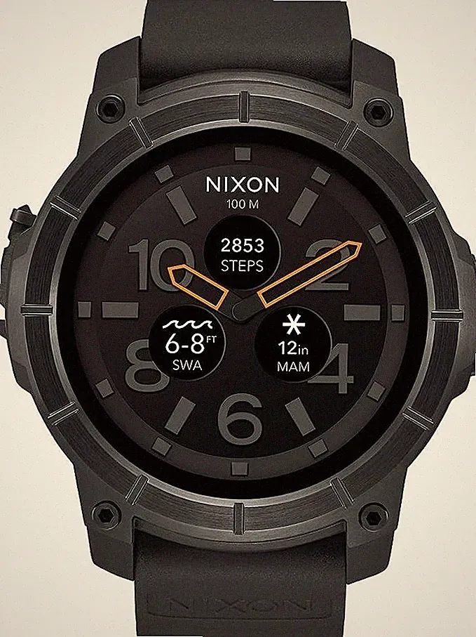 Nixon Smart Watch Mission Herren Sport Smartwatch Bluetooth Musik schwarz