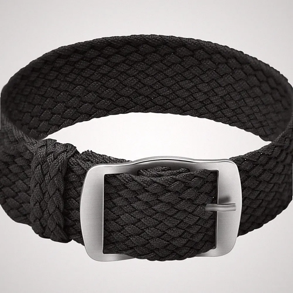 Nylon Armband Uhr Smartwatch geflochten Edelstahl Schnalle Schwarz 18mm