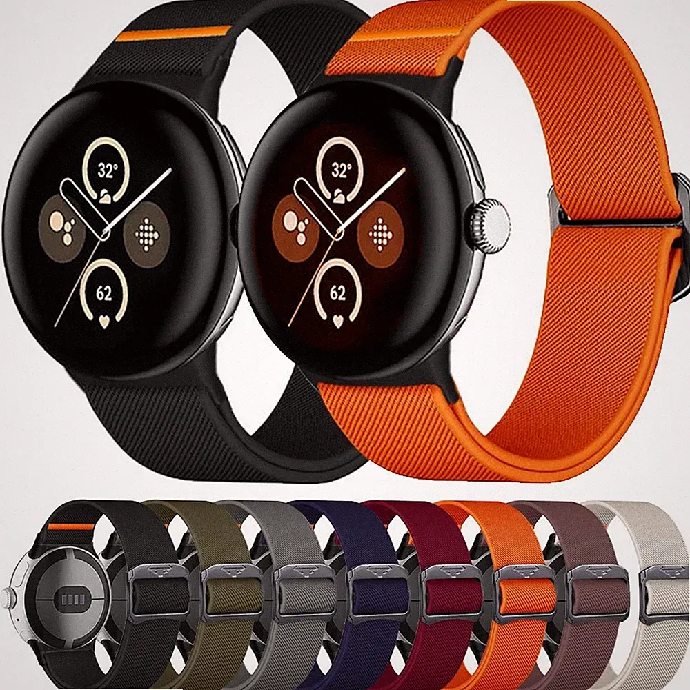 Nylon Smartwatch Armband für Google Pixel Watch 4 / 3 / 2 elastisch verstellbar