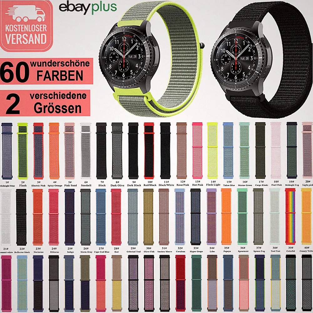 ⭐️ NYLON Sport Armband Loop für SAMSUNG Watch 22mm 20mm Nylonband Sportarmband
