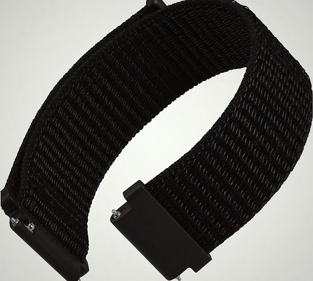 Nylon Sport Uhrenarmband mit Klettverschluss für Herren und Damen 22mm Schwarz