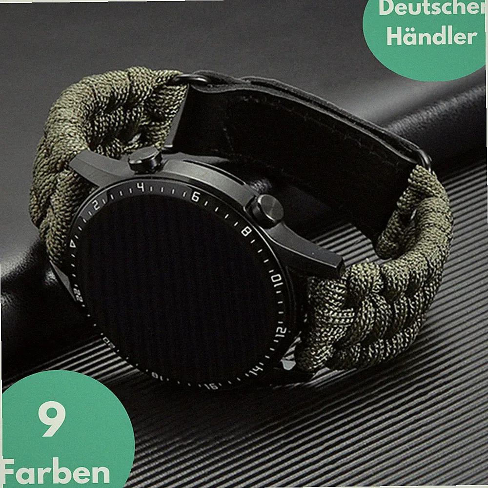 Nylon Survival Armband 20mm für Samsung, Amazfit, Huawei, Garmin Uhrenarmband