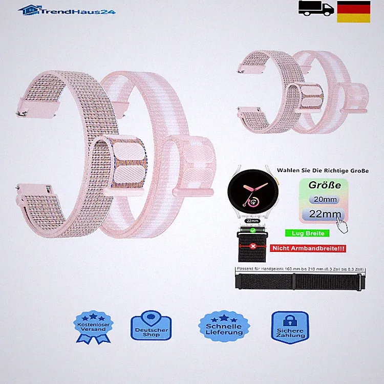smartwatch armband 22mm klettverschluss