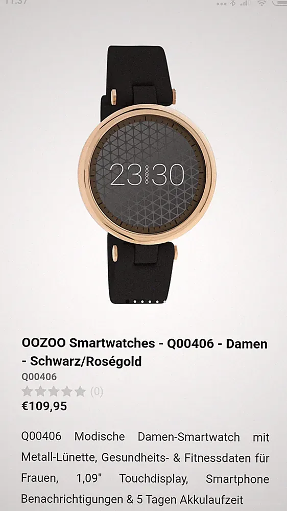 Oozoo Q00406 Damenuhr Schwarz Roségold Uhr Smartwatch