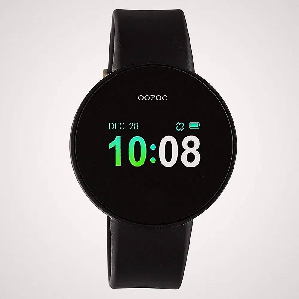 ooZoo Smartwatch Damen Herren Q00201 Unisex Ø40 Kautschukarmband Digital Schwarz