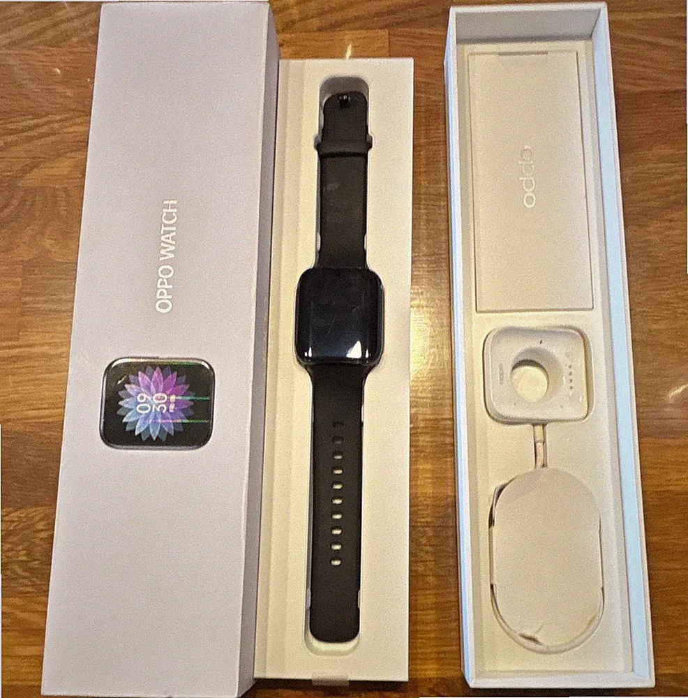 OPPO Watch 46 mm Wear OS Smartwatch Schwarz, Alu, Silikonarmband, OVP